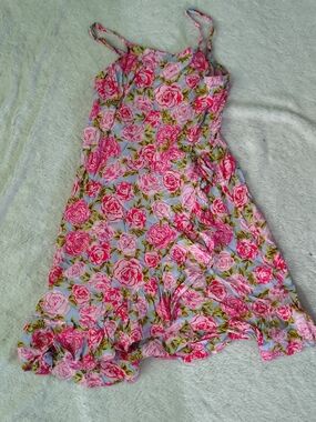 art class Pink Rose-Print Spaghetti Strap Dress